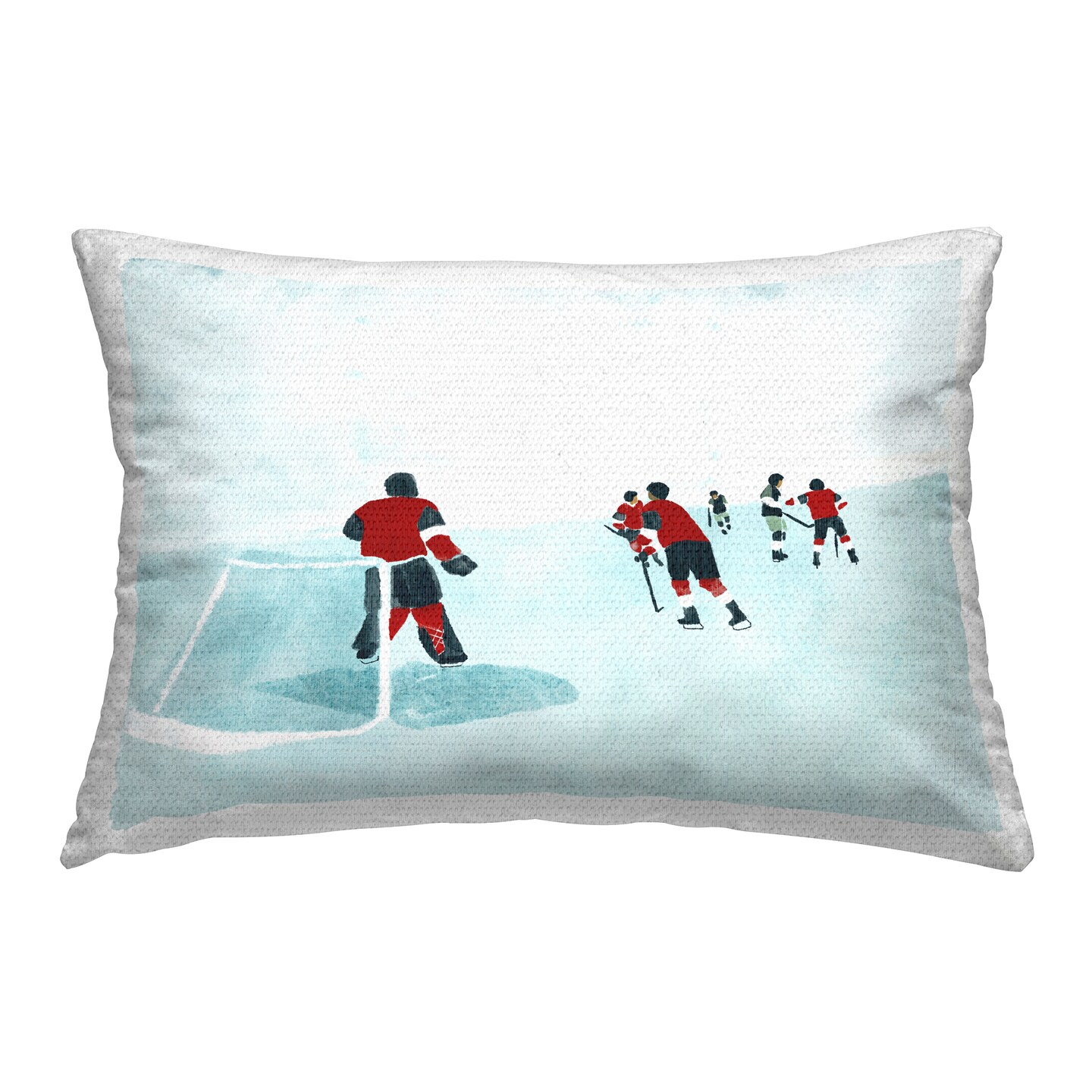 Hockey Players on Ice Outdoor Printed Pillow Design by Daphne Polselli, 14 x 7 x 20