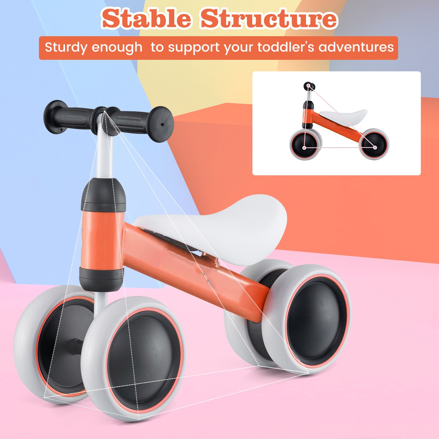 4 Wheels No-Pedal Baby Balance Bike Perfect for Indoor and Outdoor Use