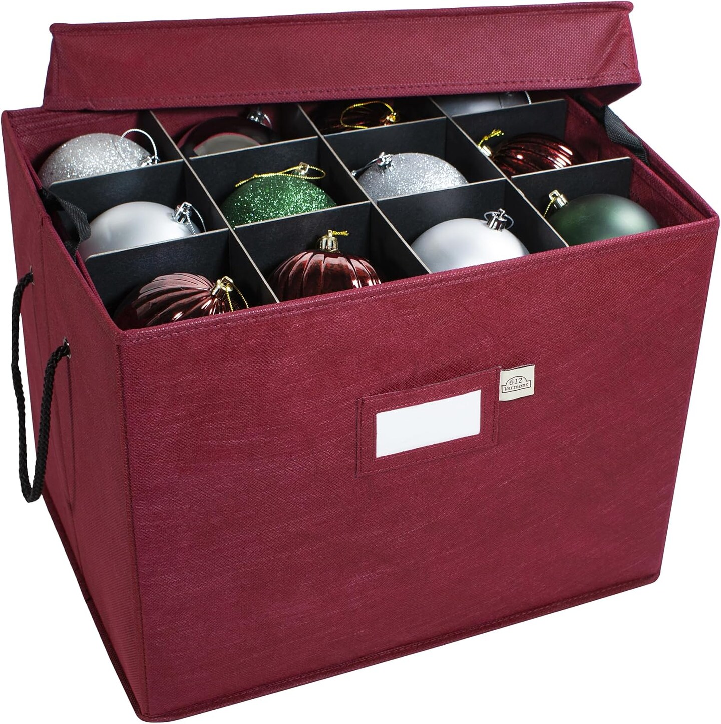 Christmas Ornament Storage Box with Adjustable Acid-Free Dividers, 3 Removable Trays with Handles, 17 Inch x 13 Inch x 13 Inch, Holds 36-4 Inch Ornaments