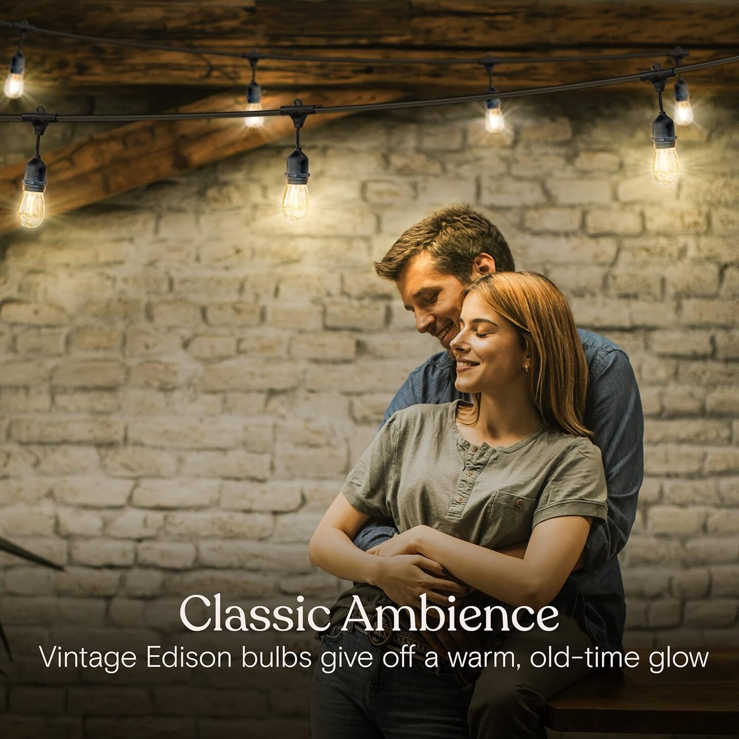 Ambience Pro LED String Lights - 24 Ft Commercial Grade Patio Lights Outdoor Waterproof - 7 Heavy Duty Porch Lights for Outside, Christmas, Backyard - 1W Vintage Edison Bulbs, Dimmable