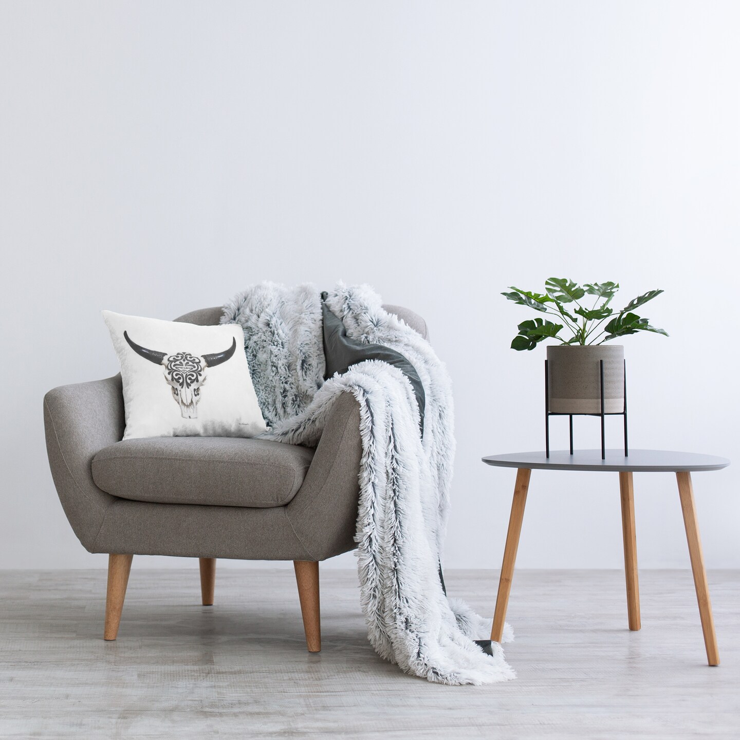 Fashion Brand Cow Skull Decorative Printed Throw Pillow Design by Amanda Greenwood, 18 x 7 x 18