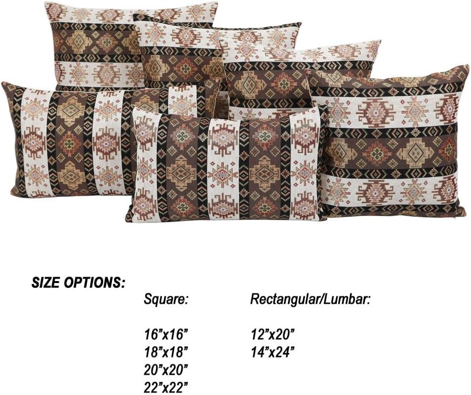 Kilim Throw Pillow Covers Khaki and Cream - 12 x 20 Inches, Outdoor Pillows for Patio Furniture, Boho Couch Decor, Middle Eastern Lumbar Case, Ethnic Shams, Aztec, Porch