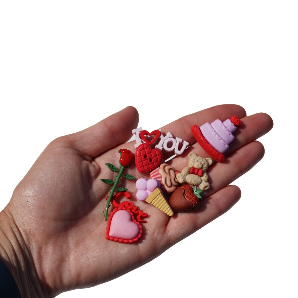 Buttons Galore Romance Button Assortment – 50+ Valentine’s Day Buttons for Sewing & Crafts – 6 Packs of Heart, Rose, Teddy Bear, and Treat Designs
