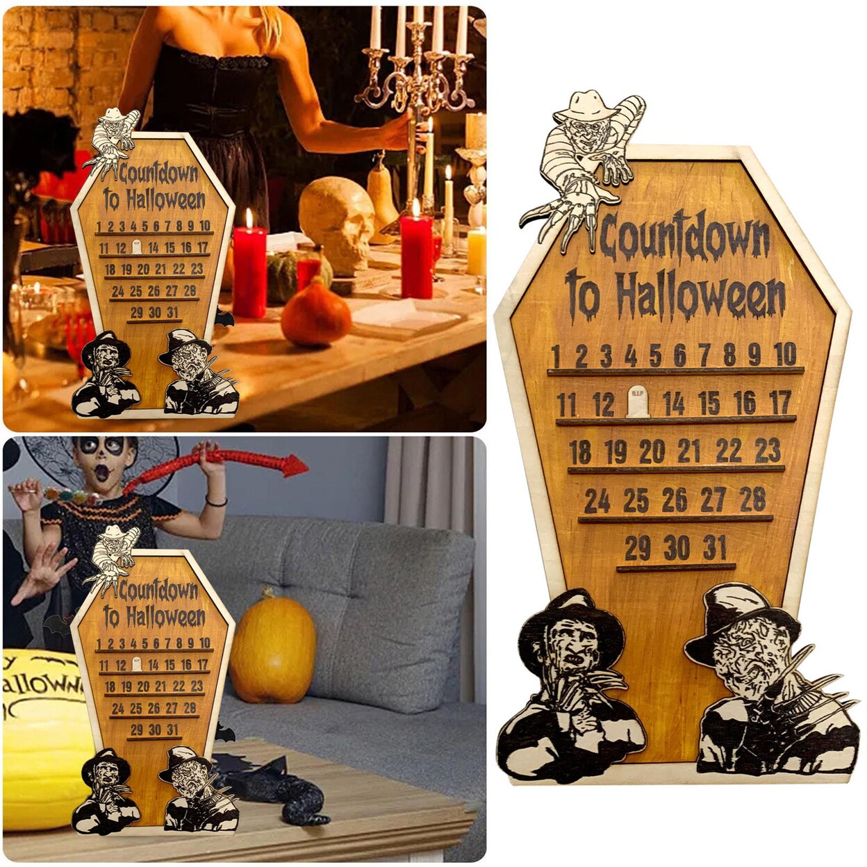 Halloween Advent Calendar Farmhouse Rustic Heavy Duty Wood 31 Days Countdown Calendar Days Till Halloween Desktop