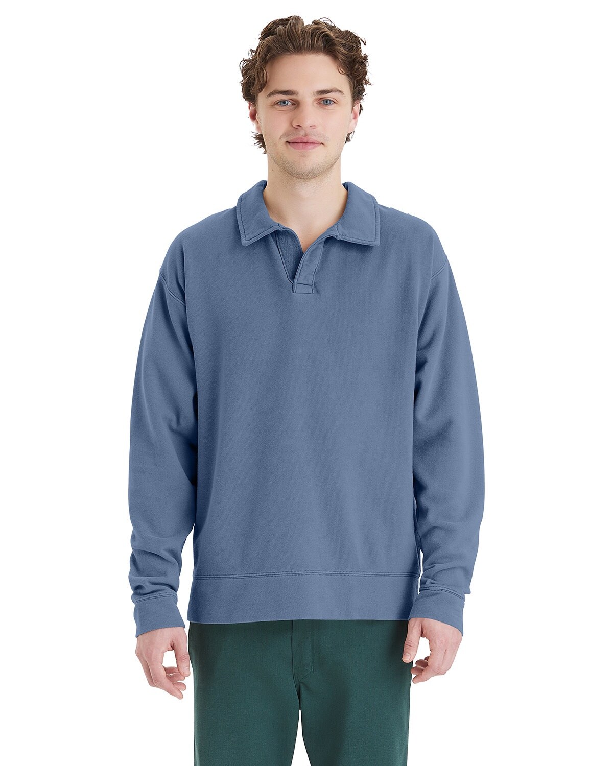 ComfortWash by Hanes® Garment Dye Polo Collar Sweatshirt - GDH490