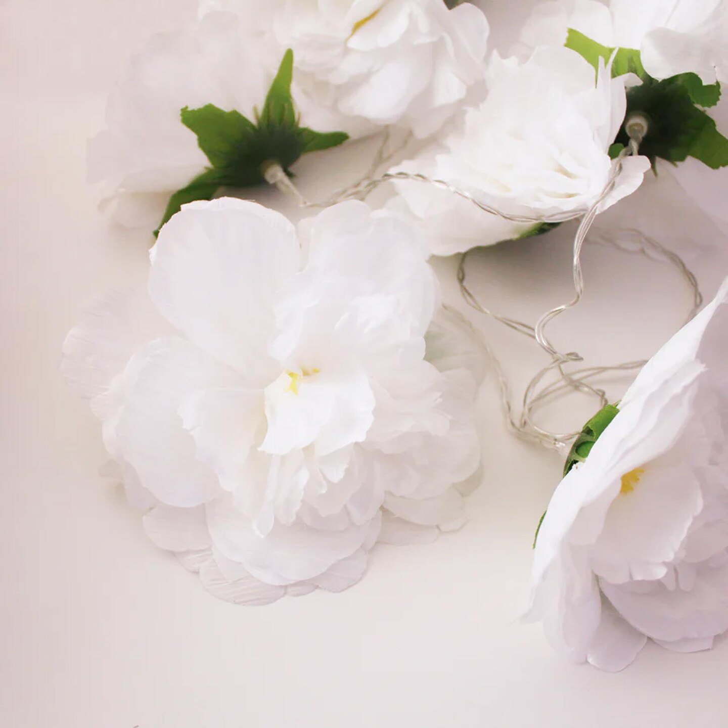 8 LED Large White Flower String Lights Warm White