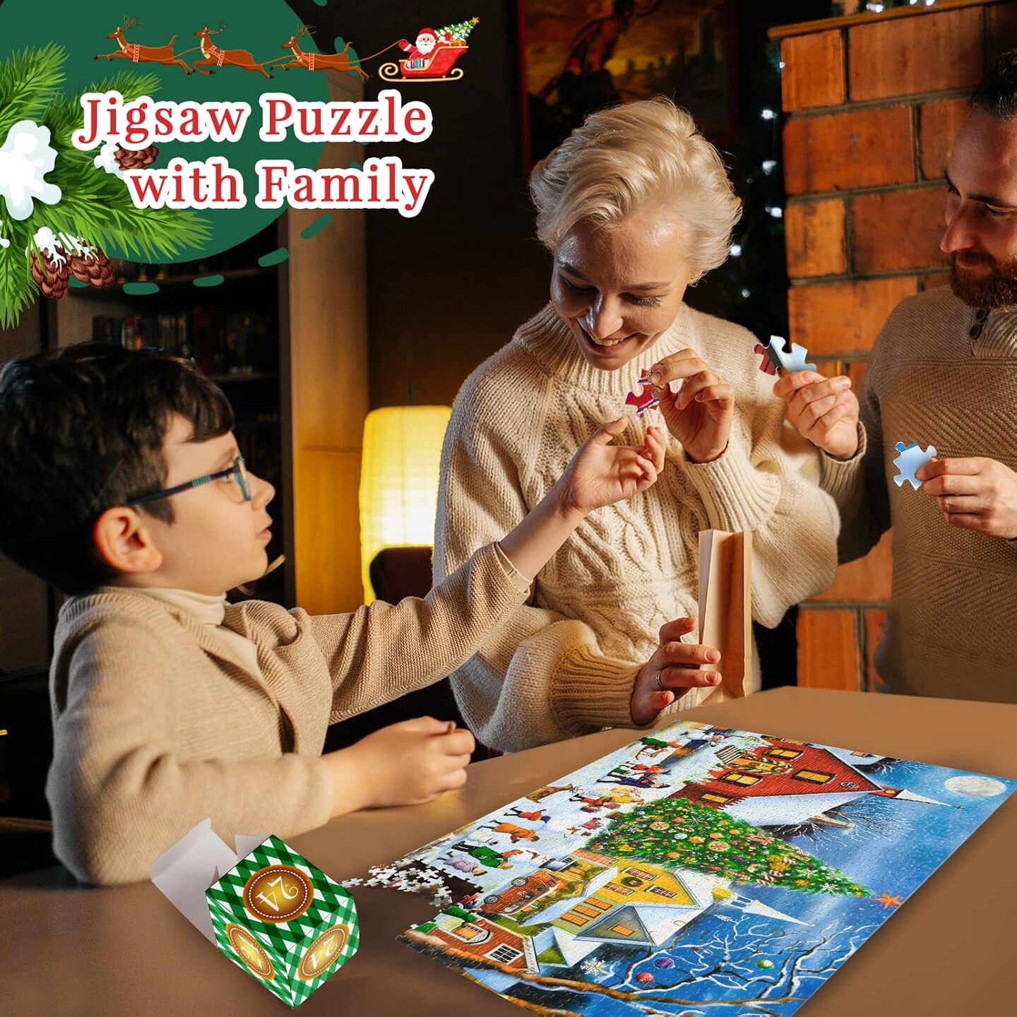 Advent Calendar Christmas Snowy Village 1000 Pieces Jigsaw Puzzle