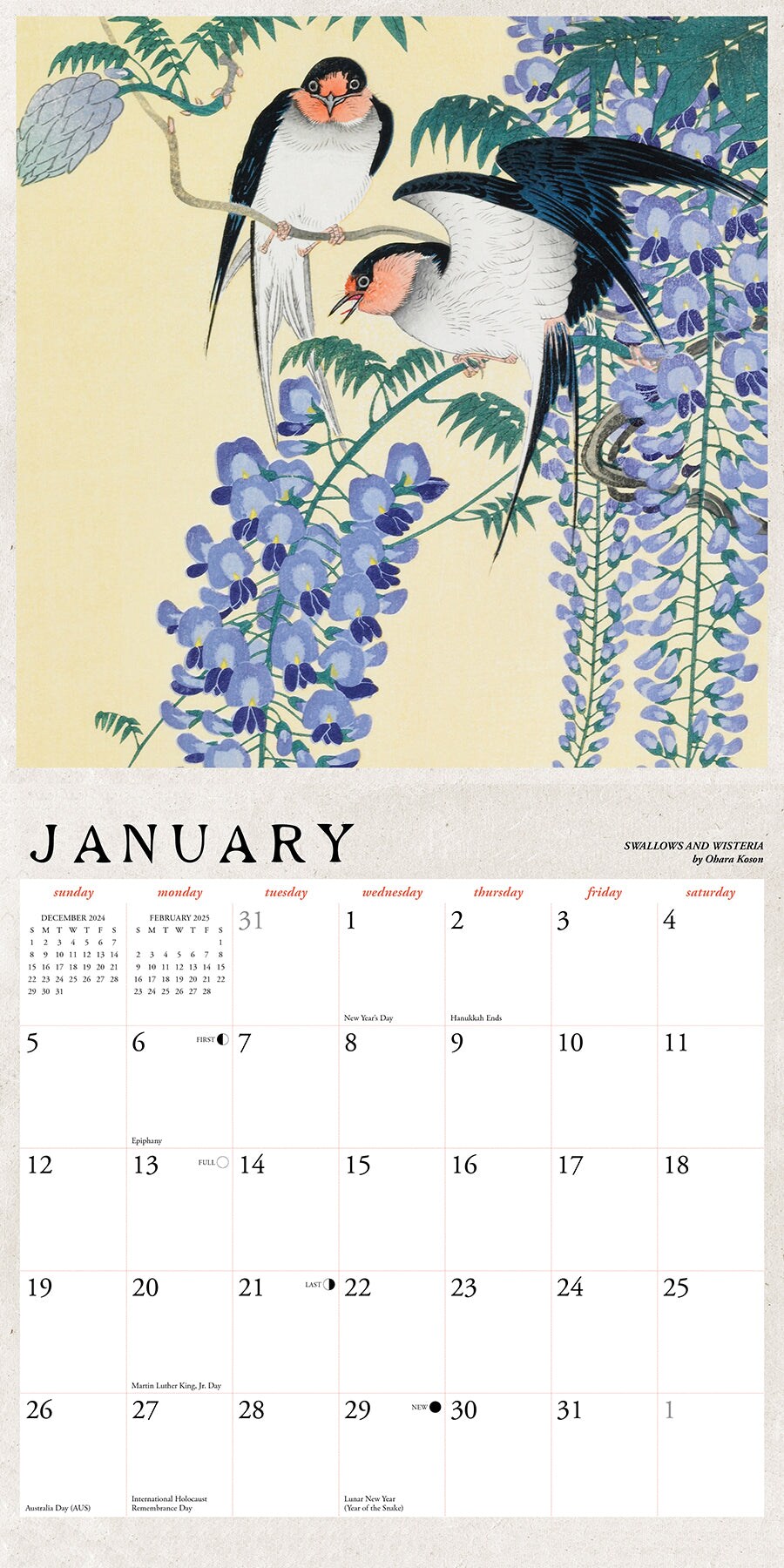 Japanese Woodblocks 2025 Wall Calendar