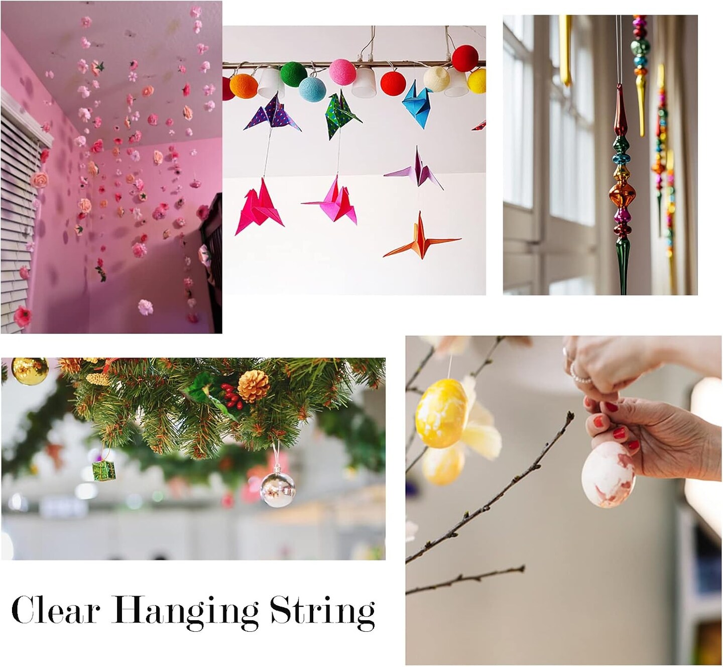 142 Yards 0.2mm Clear String Fishing Line Invisible Beading Cords Nylon Thread String Inelastic Jewelry Wire for Christmas Bracelet Jewelry Making Ornaments Hanging Party Decor Seed Beads