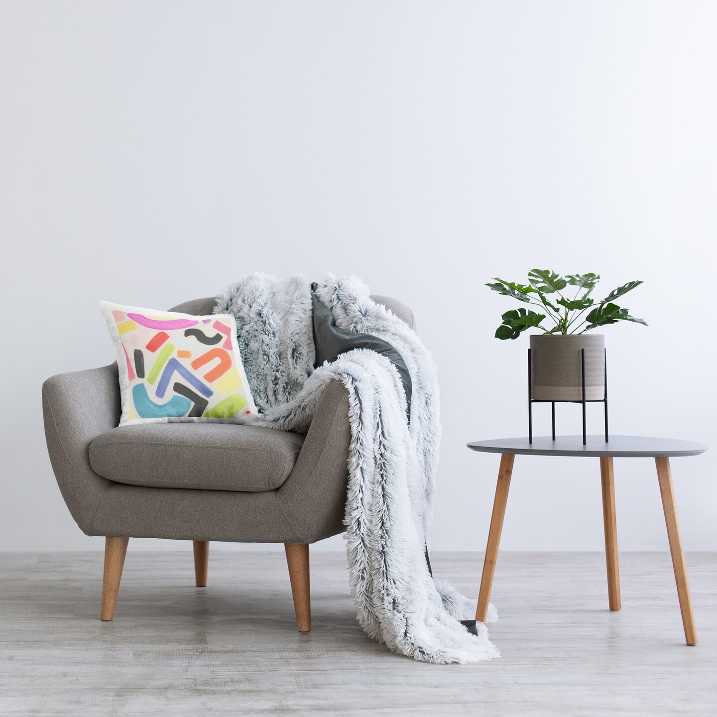 Modern Squiggle Shapes Decorative Printed Throw Pillow Design by June Erica Vess, 18 x 7 x 18