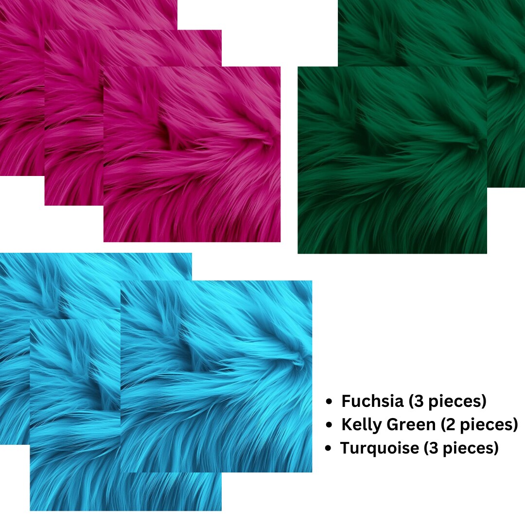 FabricLA Faux Fur Fabric - 8 Pieces Square Fur Material Fabric - 10” X 10” Inches (25cm x 25cm) - Shaggy Fur Patches Fabric Cuts Chair Cover Seat Cushion for DIY Craft