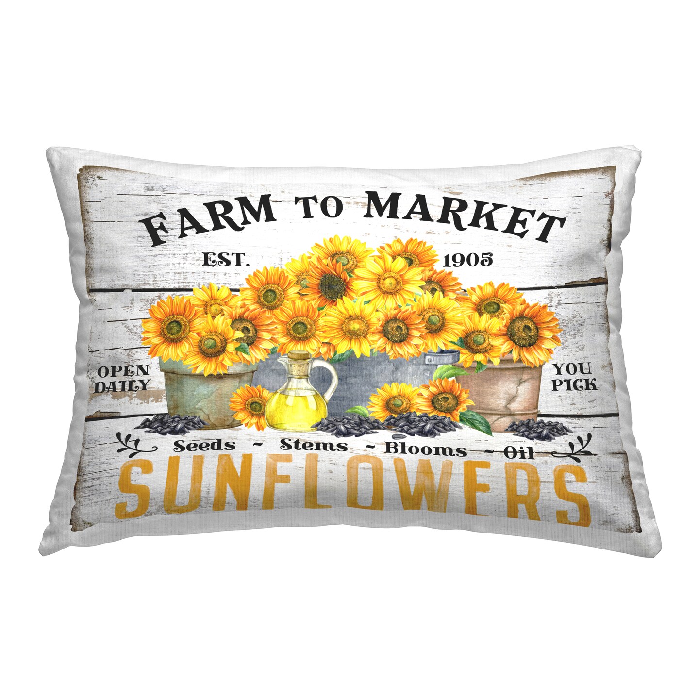 Farm To Market Sunflowers Decorative Printed Throw Pillow Design by Creatif Belle, 14 x 7 x 20