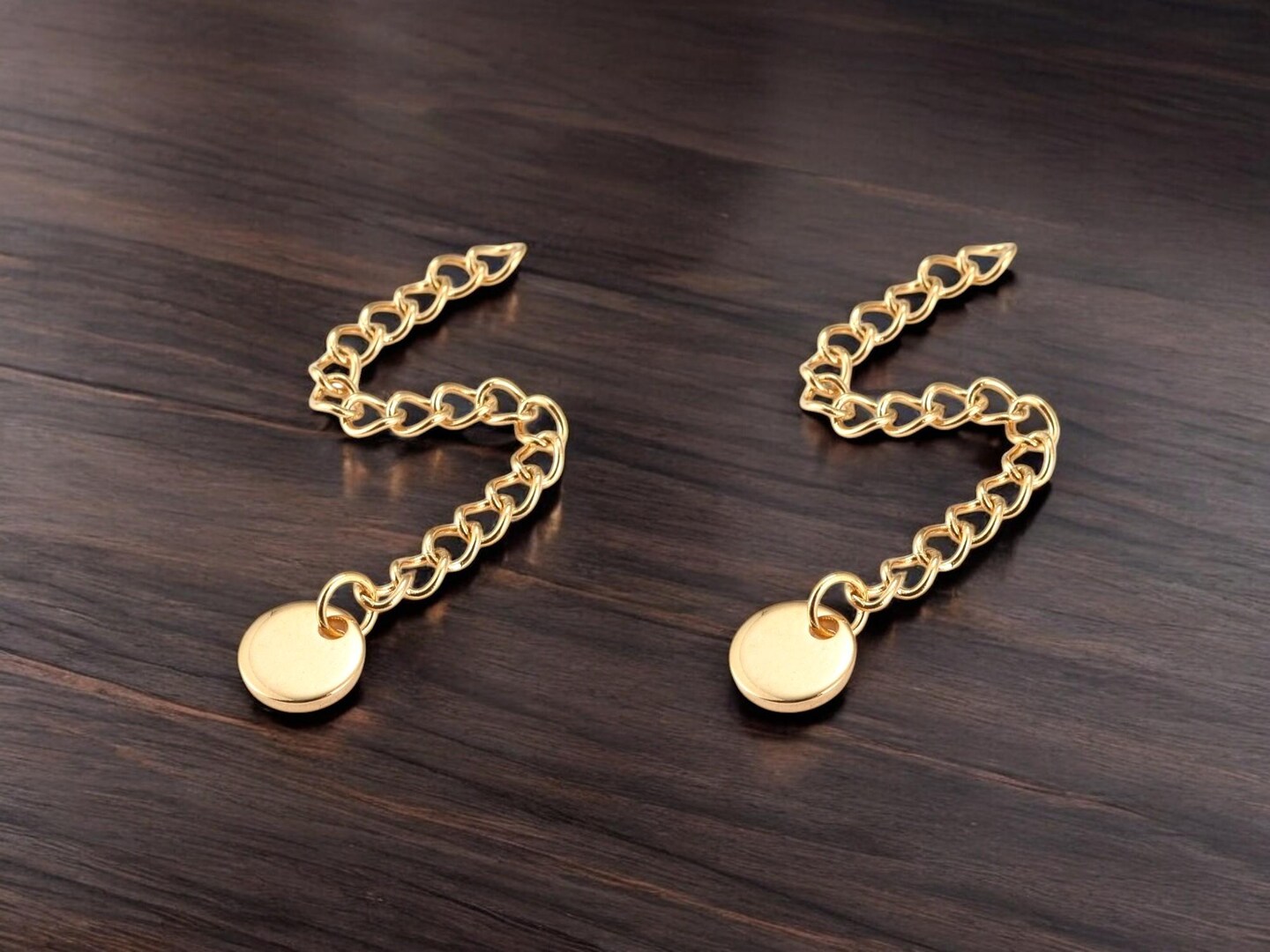 57mm Gold Plated Stainless Steel Chain Extender w/Disc Charm (10pcs)