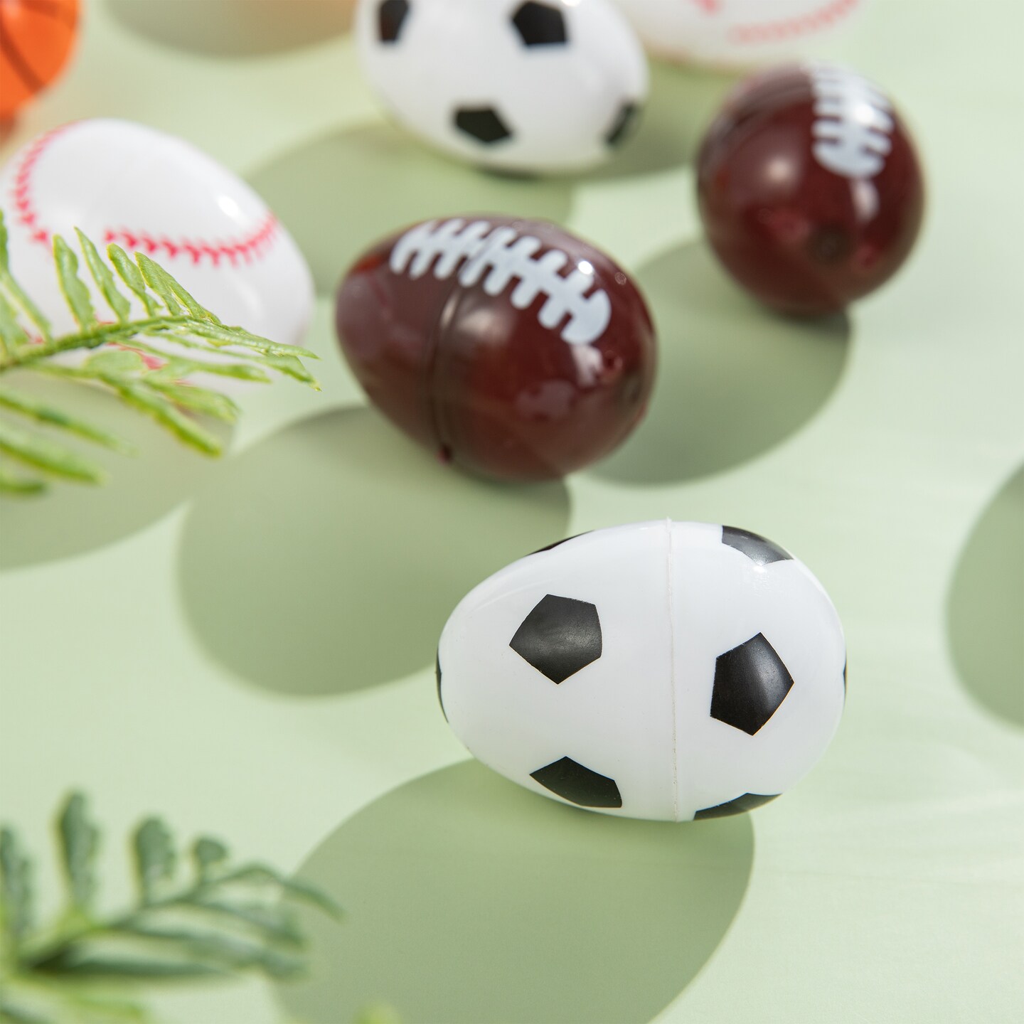 48PK 2.25&#x22;H Easter Plastic Fillable Sports Eggs, 12 of Each (Basketball, Football, Baseball, Soccer)