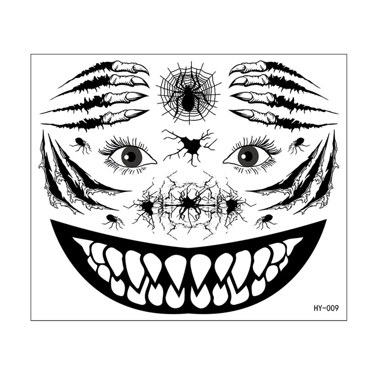 Halloween Face Tattoos Sticker Glow-In-The-Dark 3D Witch Zombie Makeup Kit Waterproof Removable Temporary Tattoo