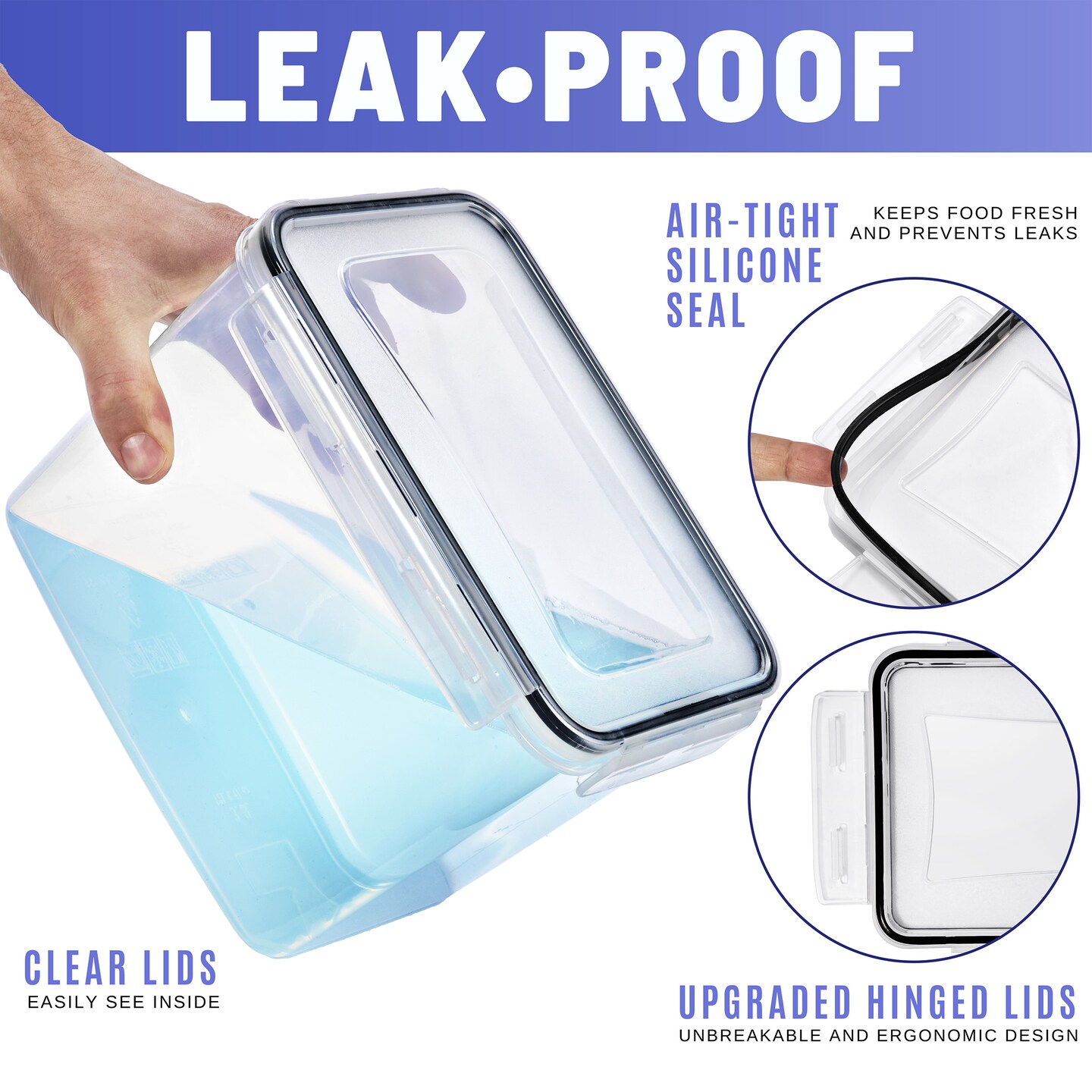 Sorbus Food Storage Containers - Pack of 5 with Air Tight, Four-Way Snap Lids