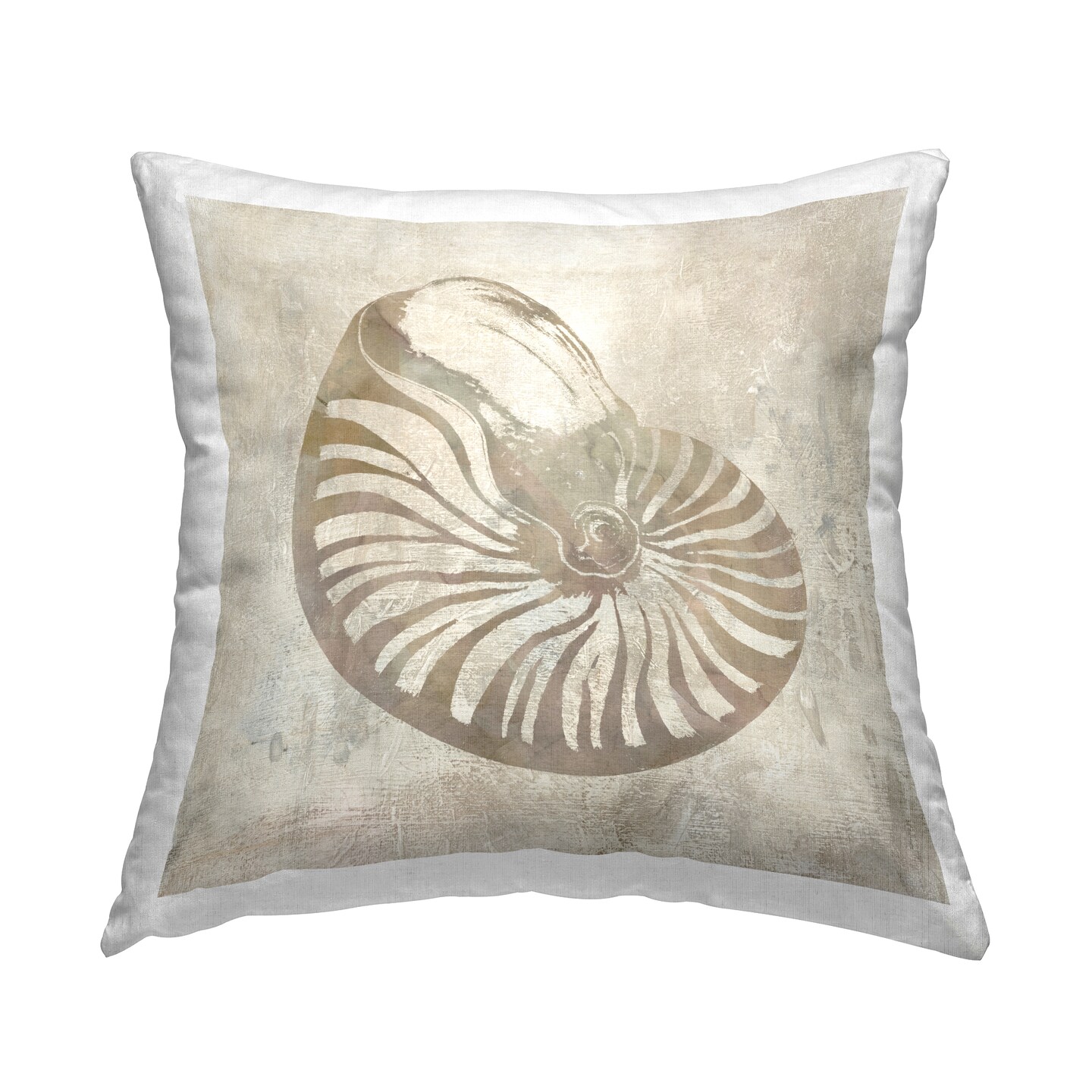 Nautilus Seashell Illusion Decorative Printed Throw Pillow Design by Carol Robinson, 18 x 7 x 18