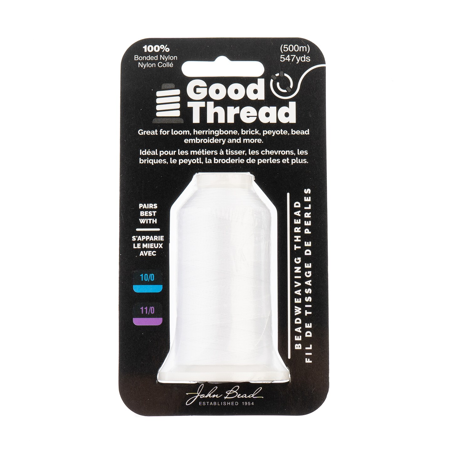Good Thread White Beadweaving Nylon Thread, 547yds