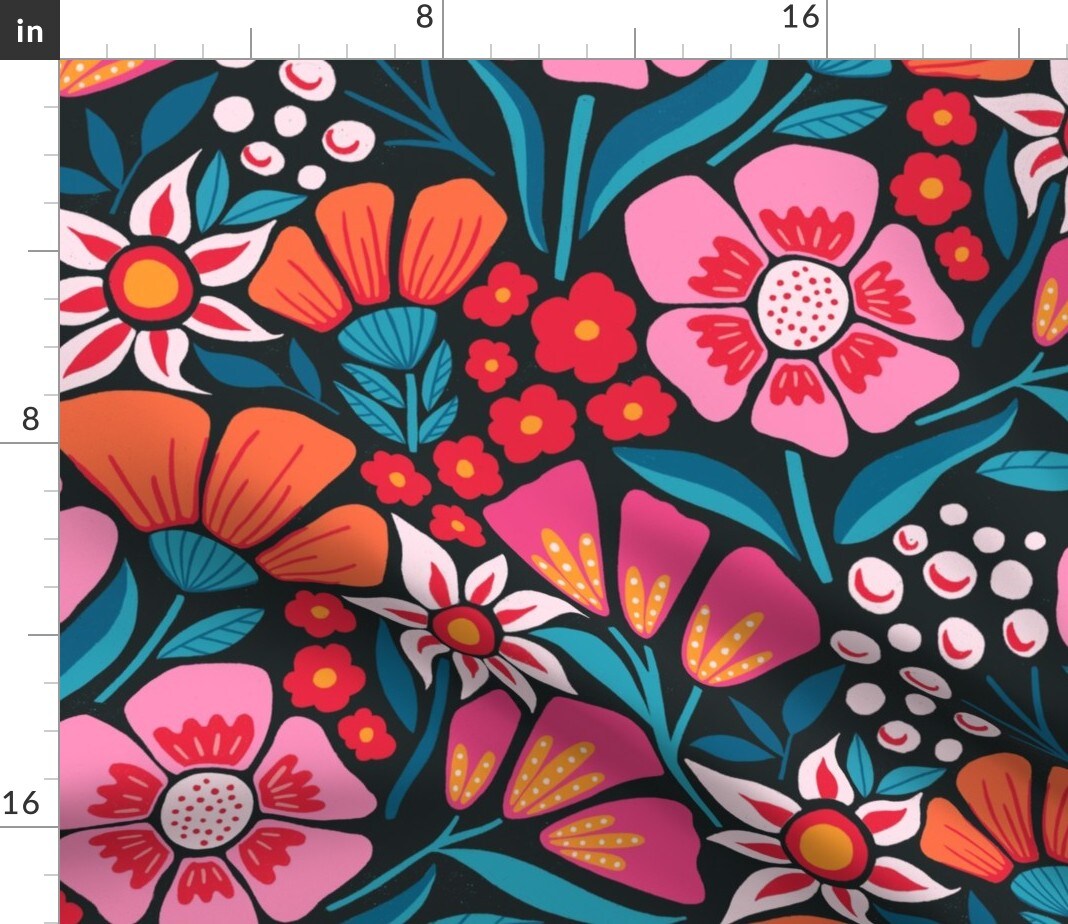 Maximalist Modern Floral Colorful Large Scale Garden Striking Busy Flowers Botanical Abstract Custom Printed Fabric by Spoonflower Various Fabrics by the Yard or Fat Quarter
