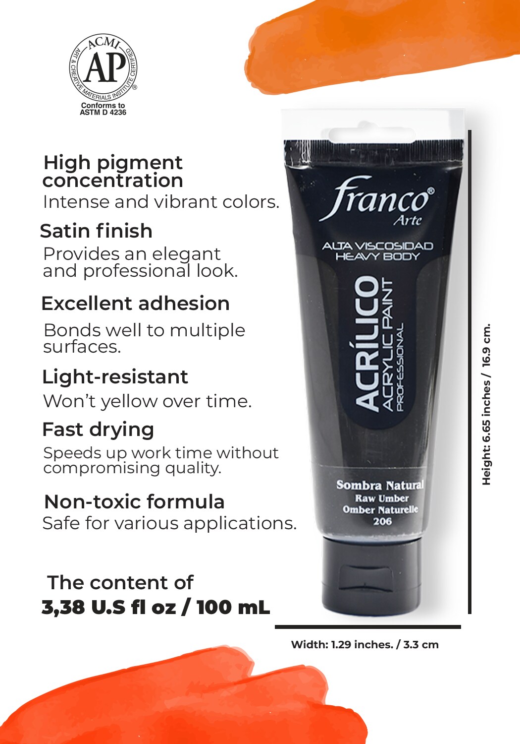 14206-100 Professional Acrylic Paint 3,38 U.S fl oz / Raw Umber Hue