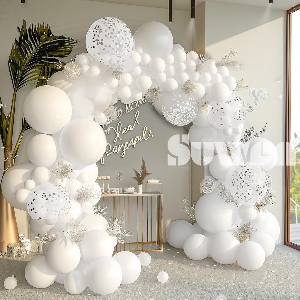 White Balloons and Confetti Balloons(White)10.6 x 7.2 x 0.7 inches