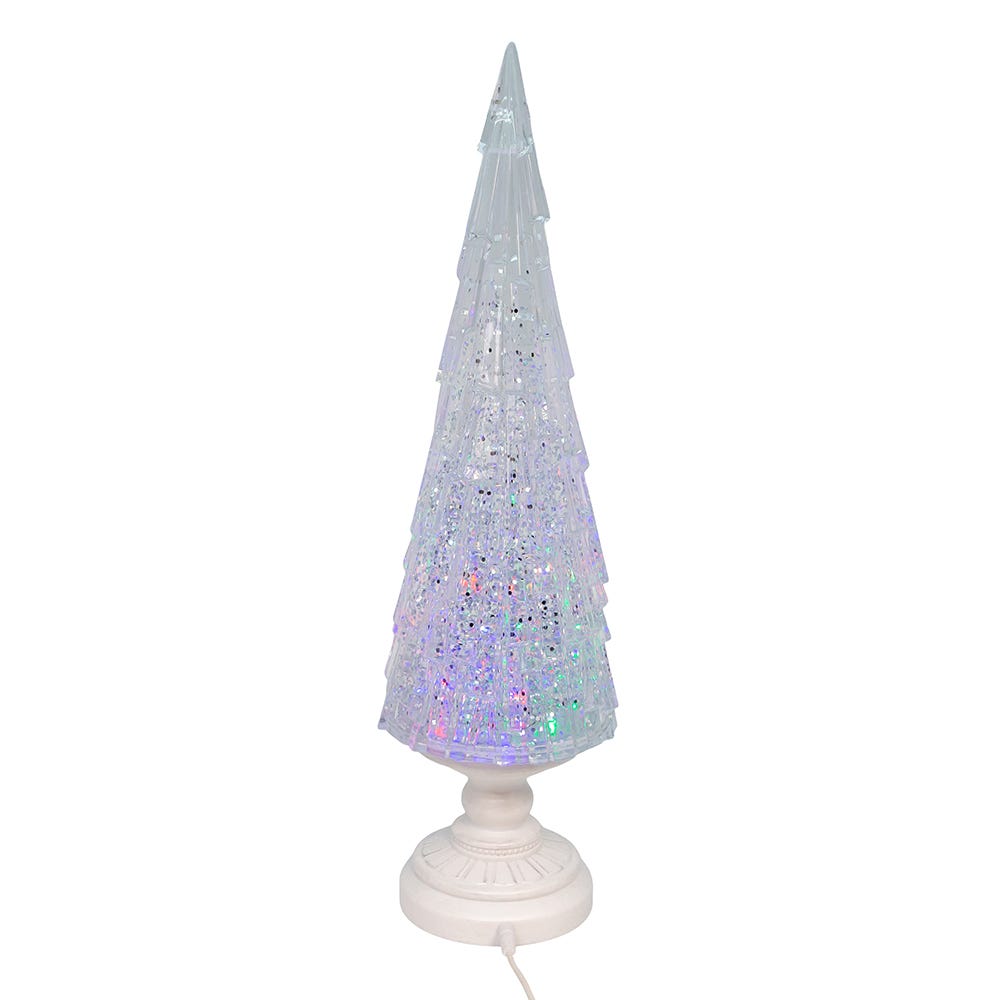 Kurt Adler 17.25-Inch Battery Operated USB LED Lighted Christmas Tree Lantern with Spinning Glitter Water