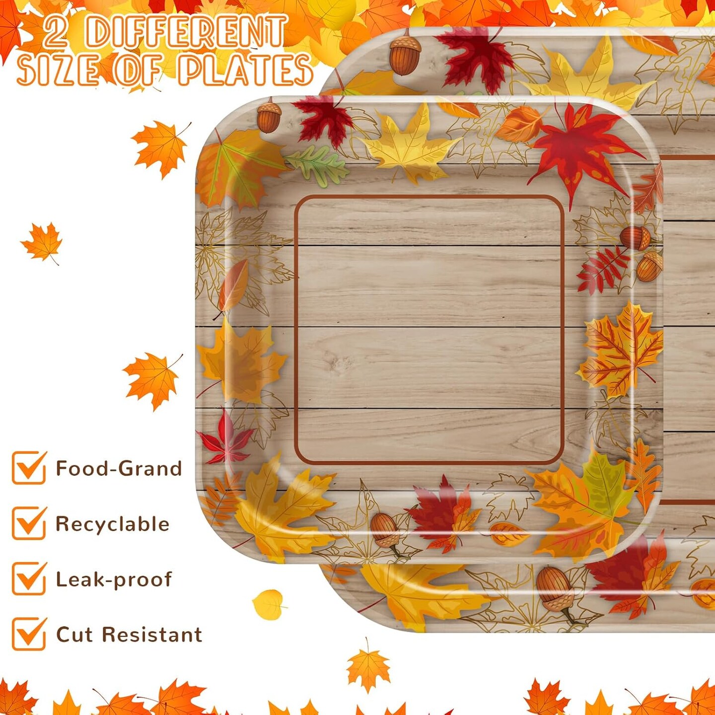 100 Pcs - Thanksgiving Paper Plates and Napkins Disposable Tableware Set for 25 Guests(orange, brown)10.31 x 10.28 x 2.6 inches