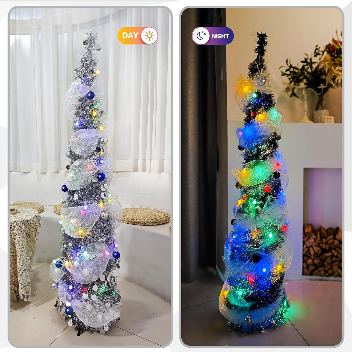 5FT Pop-Up Christmas Tree (Silver) 15.15"D x 15.15"W x 59.05"H