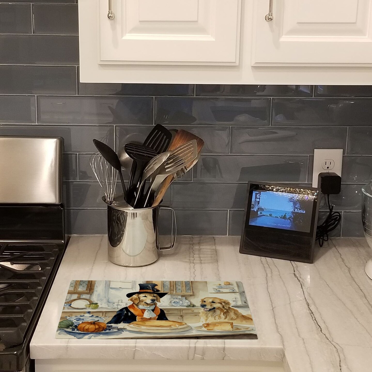 Edge Collections - 15" x 12" - Golden - Retriever Dog Decorative Glass Cutting Board - 1 Piece