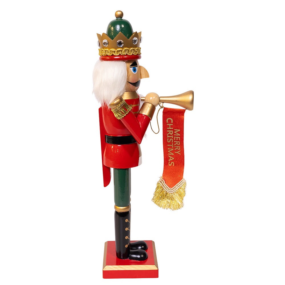 Kurt Adler charming 15-Inch Red and Green With Horn Nutcracker