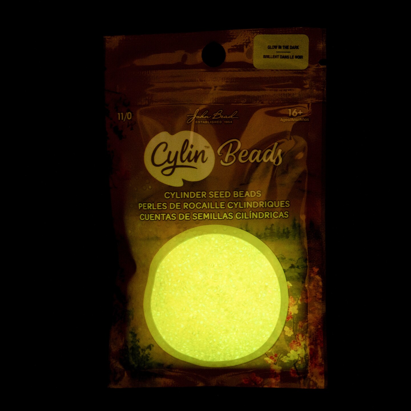 John Bead Glow in Dark Cylin Beads 11/0 Glass Cylindrical Seed Beads, 25g