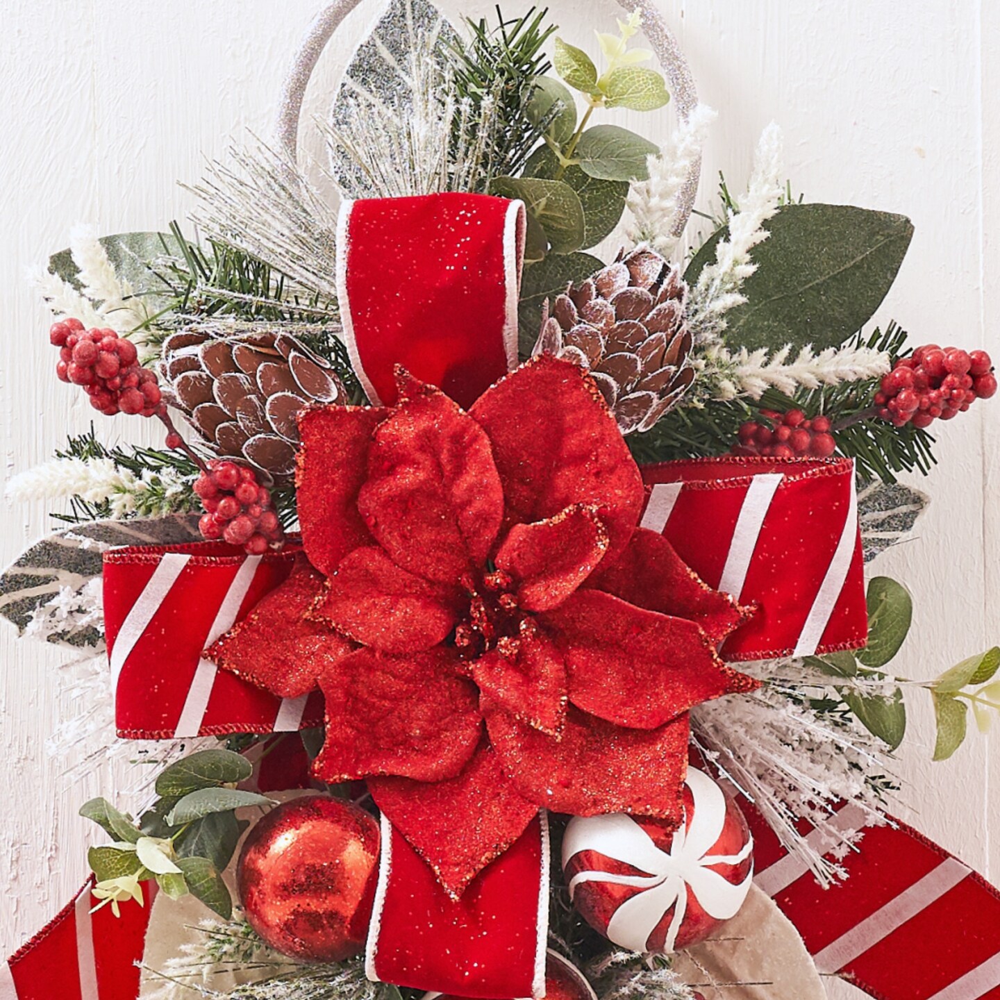 Christmas Poinsettia Swag - Handcrafted Christmas Decorations - Holiday Tree