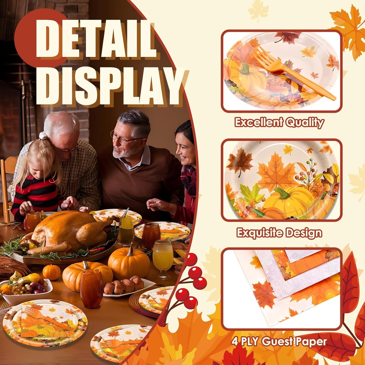 96 Pieces Thanksgiving Tableware Set (Fall)