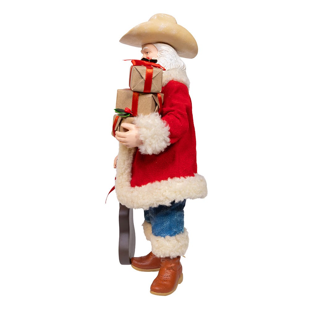 Kurt Adler 11-Inch Fabrich&#xE9; Western Santa with Guitar