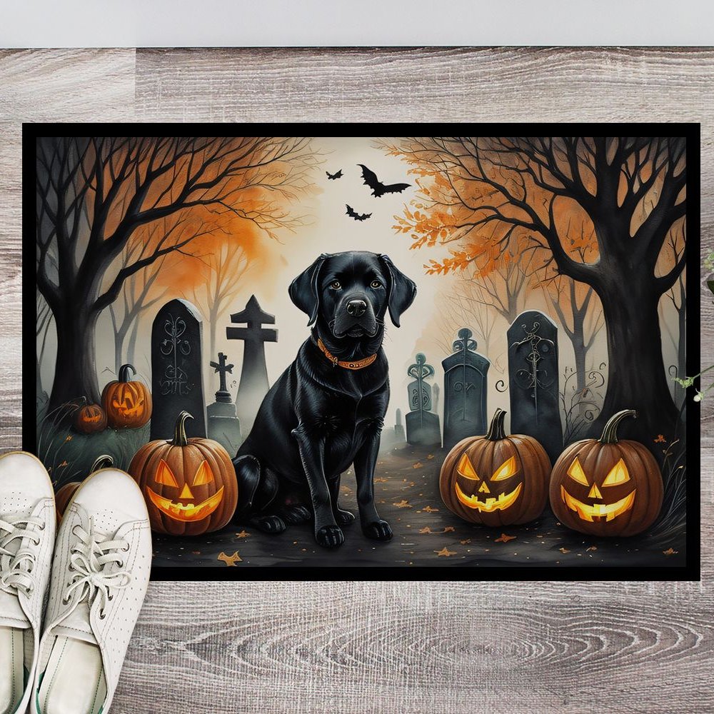 Edge Collections - 24&#x22; x 36&#x22; - Multicolor - Labrador Retriever Spooky Halloween Doormat Indoor Outdoor Rug - 1 Piece