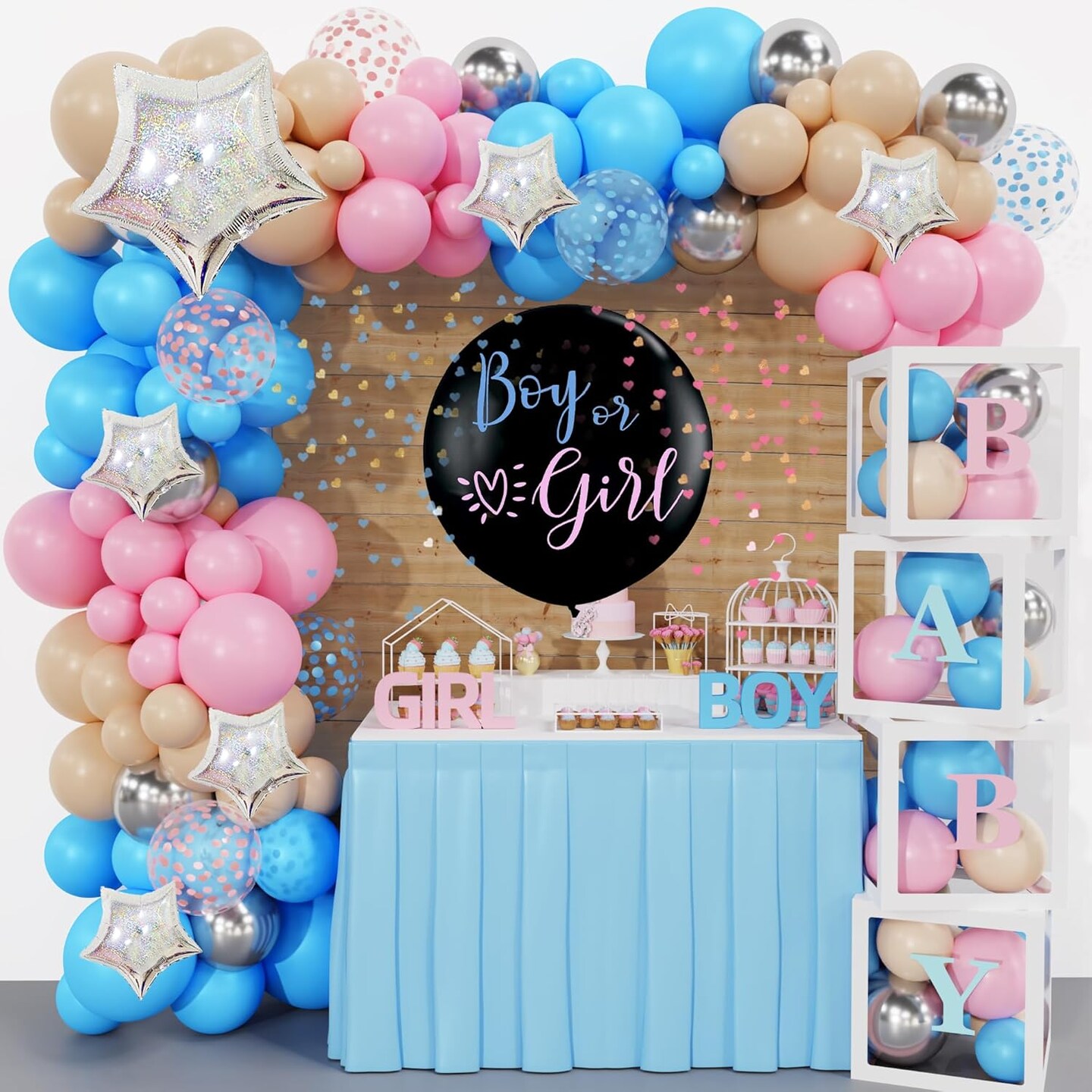 164PCS Baby Boxes Gender Reveal Balloon (Blue)