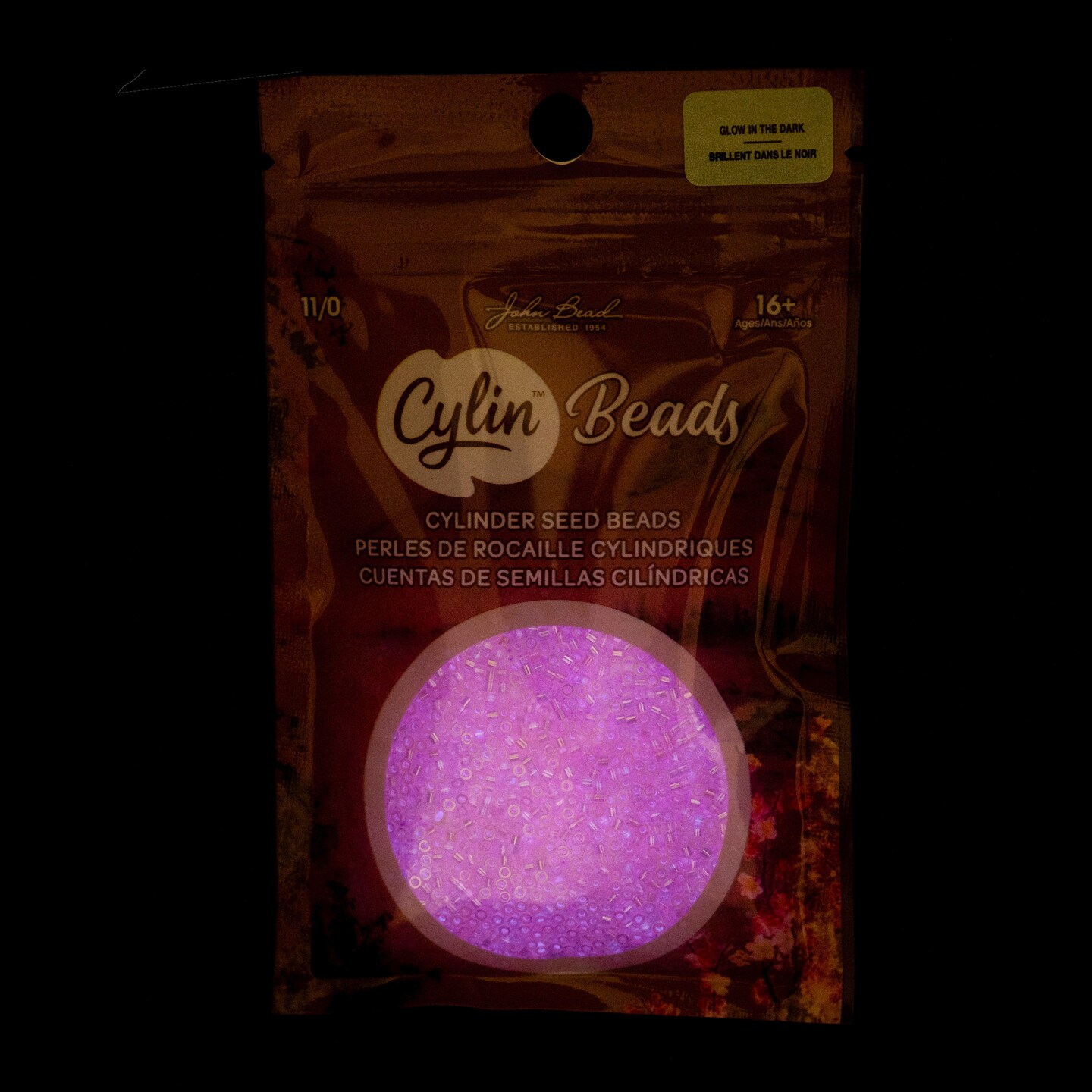 John Bead Glow in Dark Cylin Beads 11/0 Glass Cylindrical Seed Beads, 25g