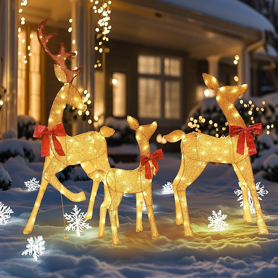 54-in Freestanding Reindeer Yard Decoration with White LED Lights