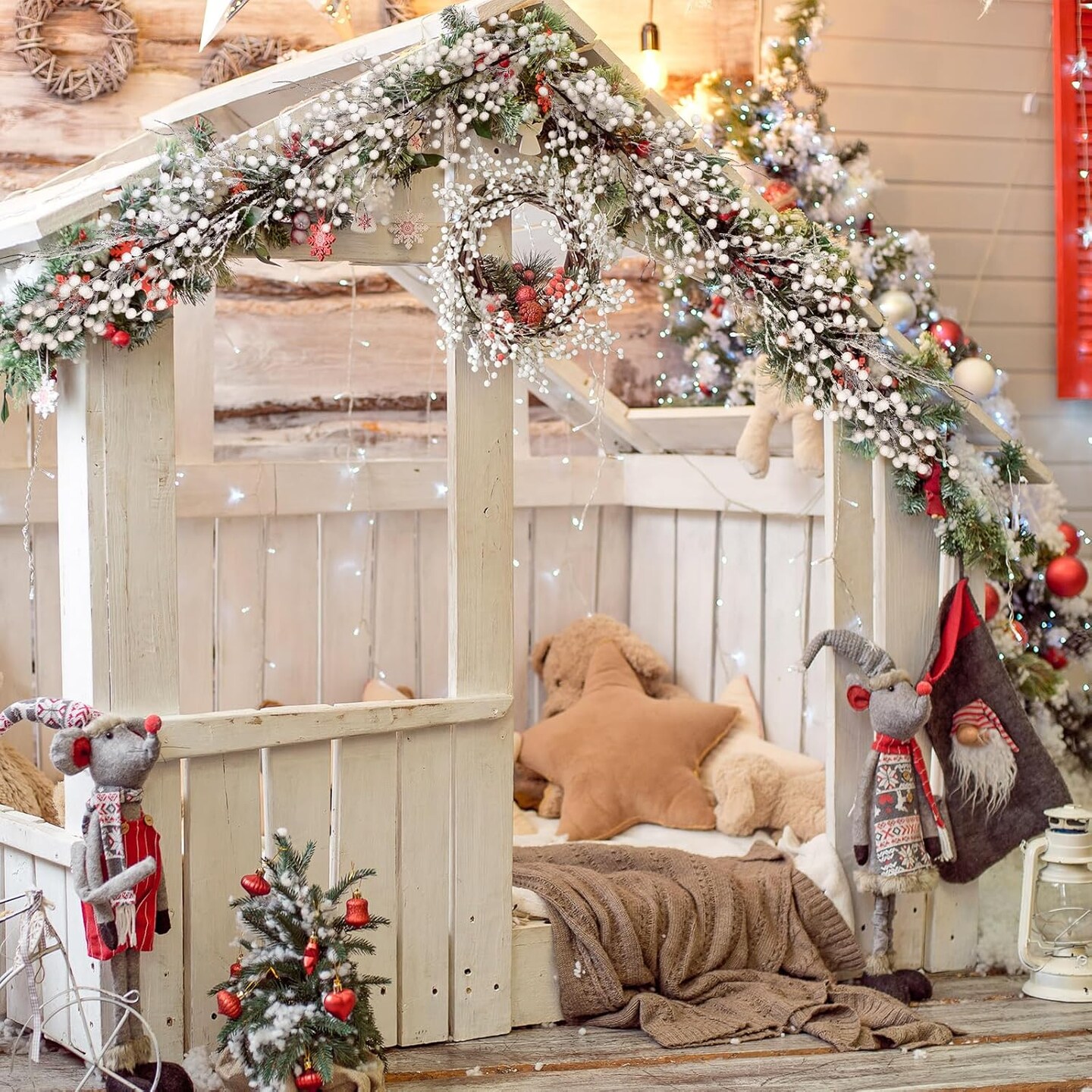 5 ft Christmas Berry Garland Christmas Tree Garland (White)