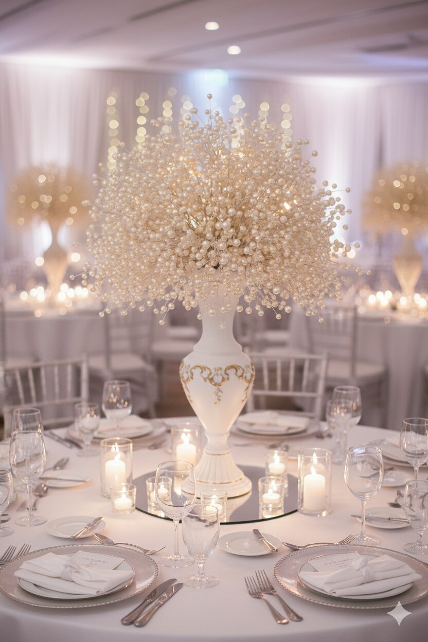 14" Christmas Berry Mixed Spray – Pearl White Artificial Holiday Floral Pick for Crafts & Décor 24-Pack