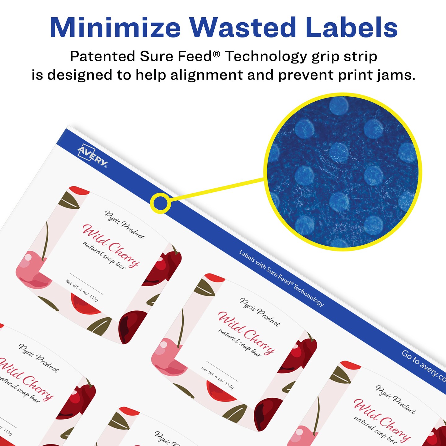 Avery Matte White Removable Arched Square Labels with Sure Feed Technology, Print-to-the-Edge, 2" x 2-3/16"