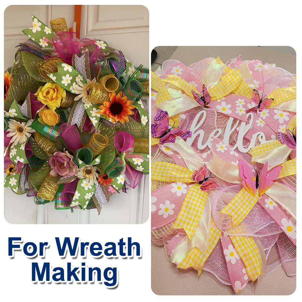 TONIFUL Burlap Royal Blue Wired Ribbon, 1 1/2 inch 10 Yard Jute Ribbon for Decoration Bows Tree Toppers Ribbons Craft Gift Wrapping Wreath Sewing, for Winter Christmas Wreath Decor