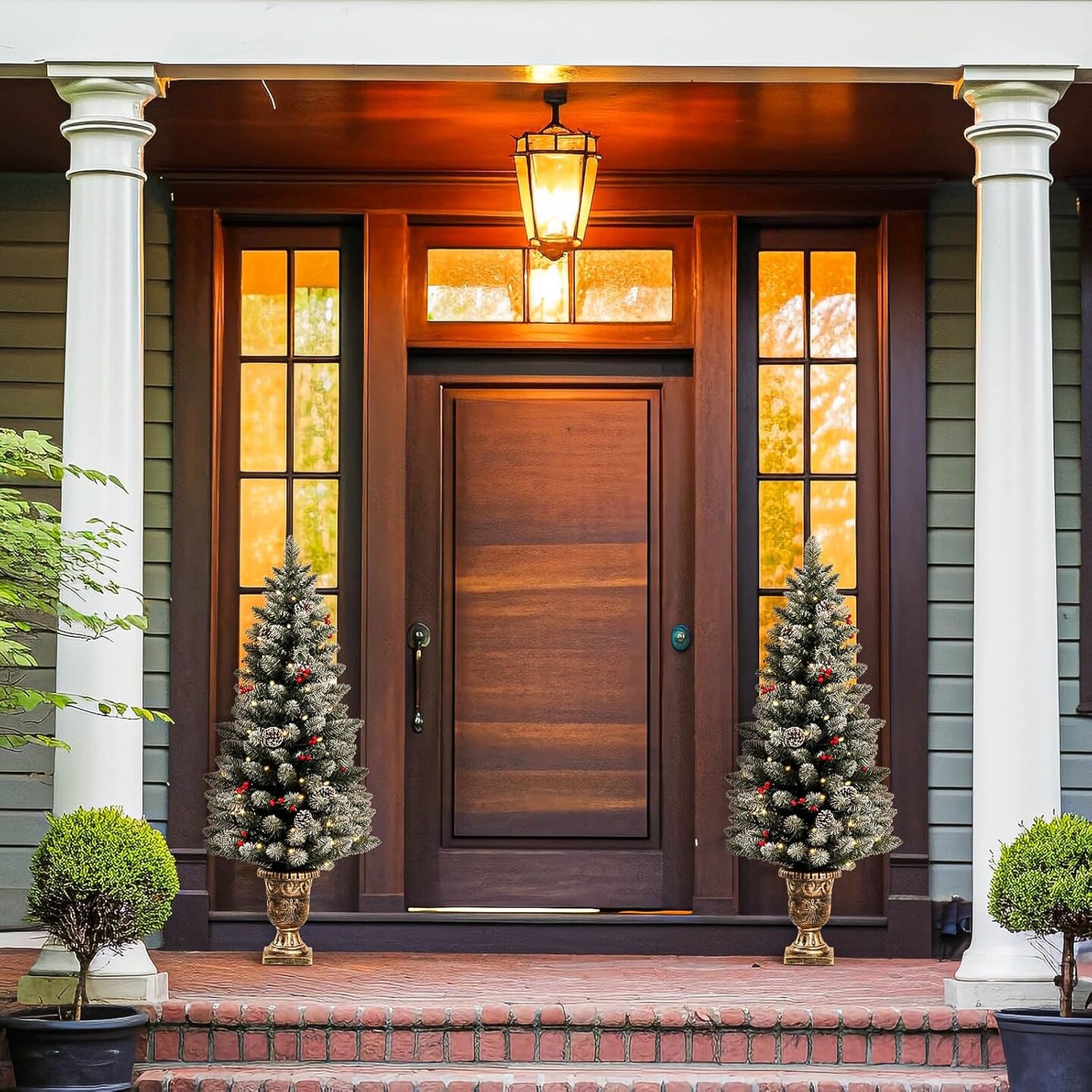 4ft Christmas Tree Pre-Lit Artificial Mini Trees (	Green) 19"D x 19"W x 47.2"H