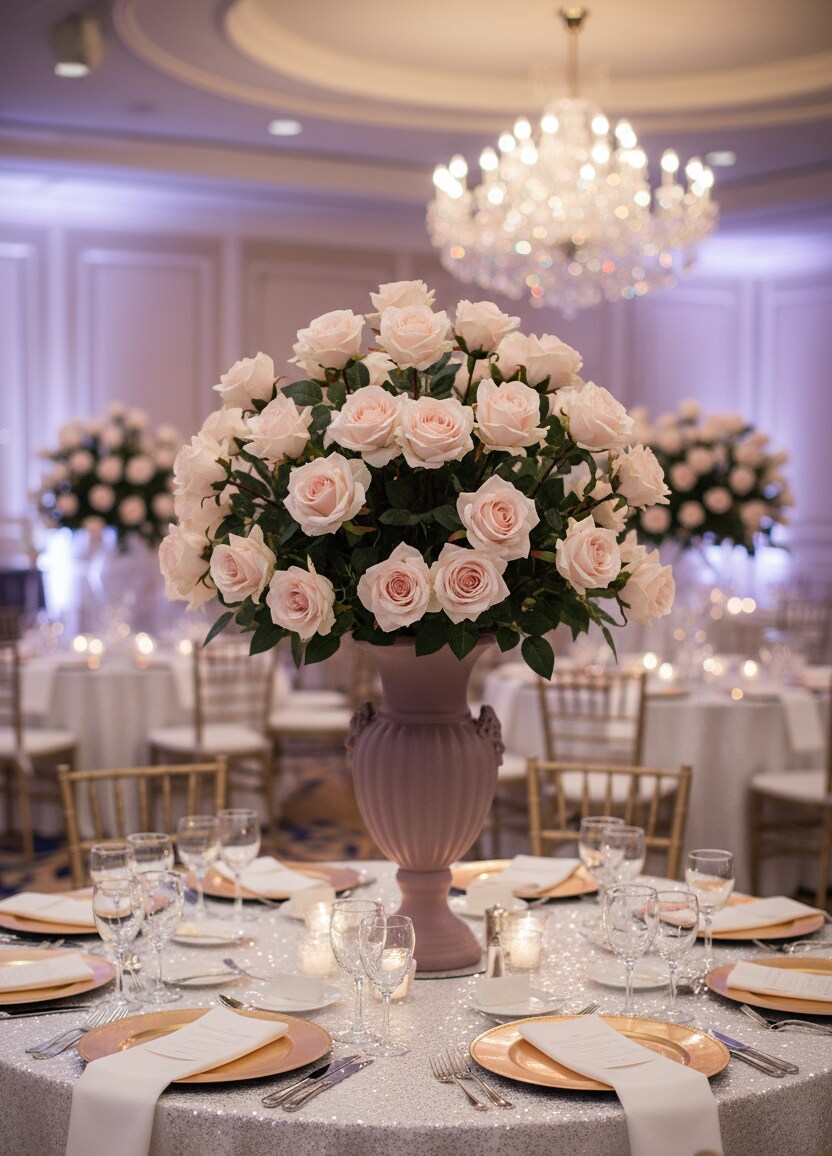 4 PIECES 27” Real Touch Mauve Rose 4” Bloom | Lifelike Artificial Flower