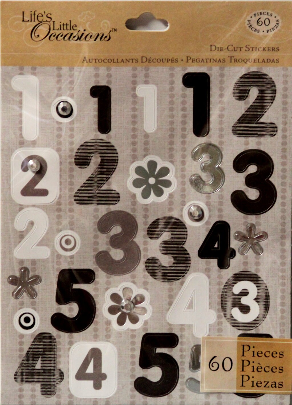 K &#x26; Company Life&#x27;s Little Occasions Black Numbers 2 Die-Cut Dimensional Stickers