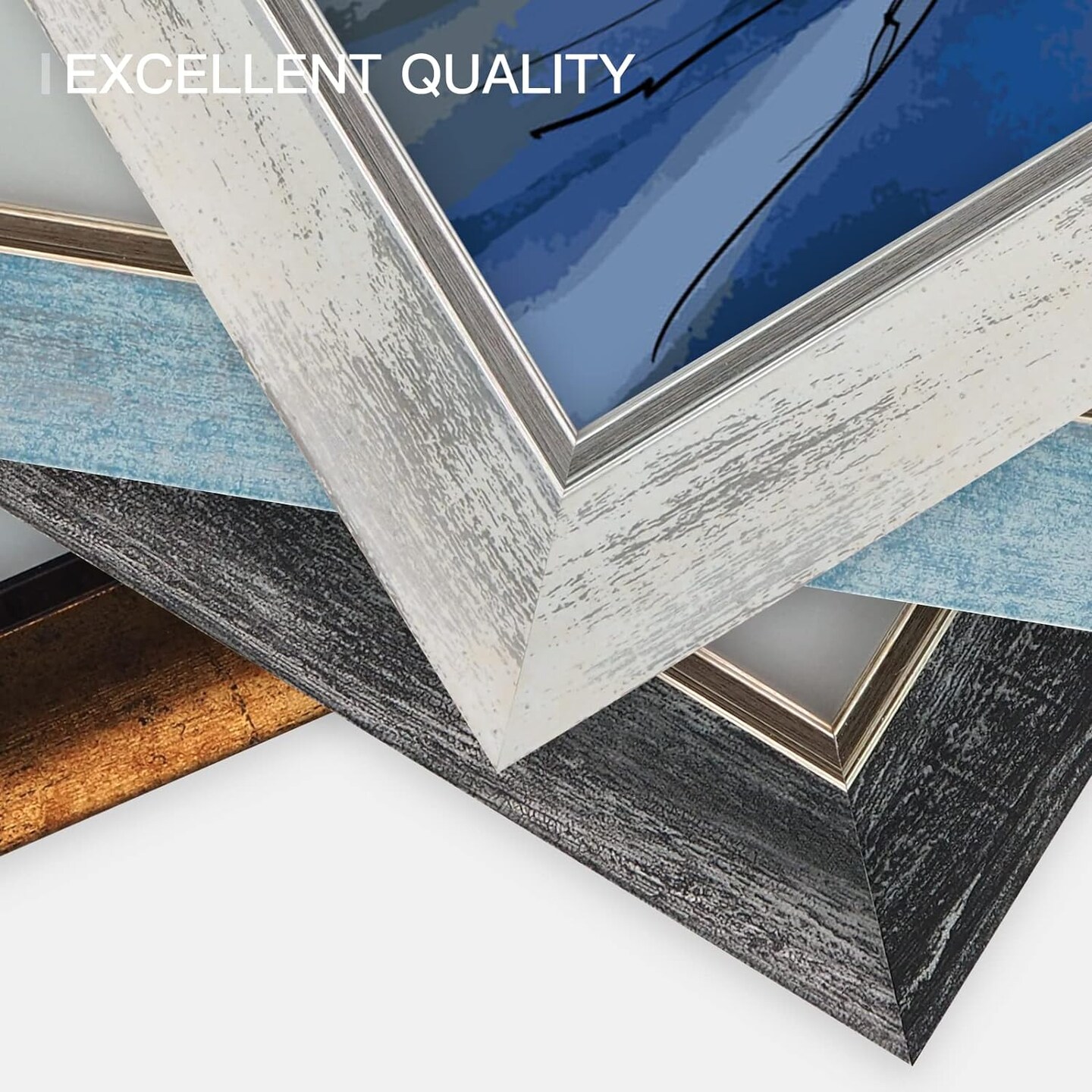 4x6 Picture Frames Set of 4 Rustic Retro Photo Frame with HD Plastic Cover(Mix Color-4pcs)16&#x22;L x 13&#x22;W