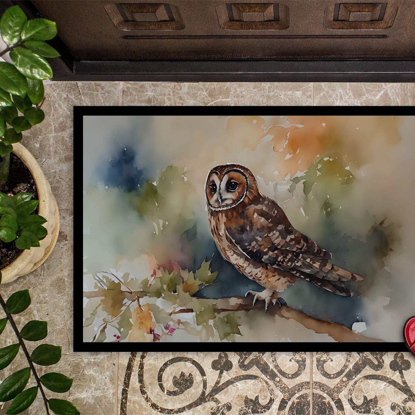 Edge Collections - 18&#x22; x 27&#x22; - Multicolor - Tawny Owl Doormat Indoor Outdoor - 1 Piece
