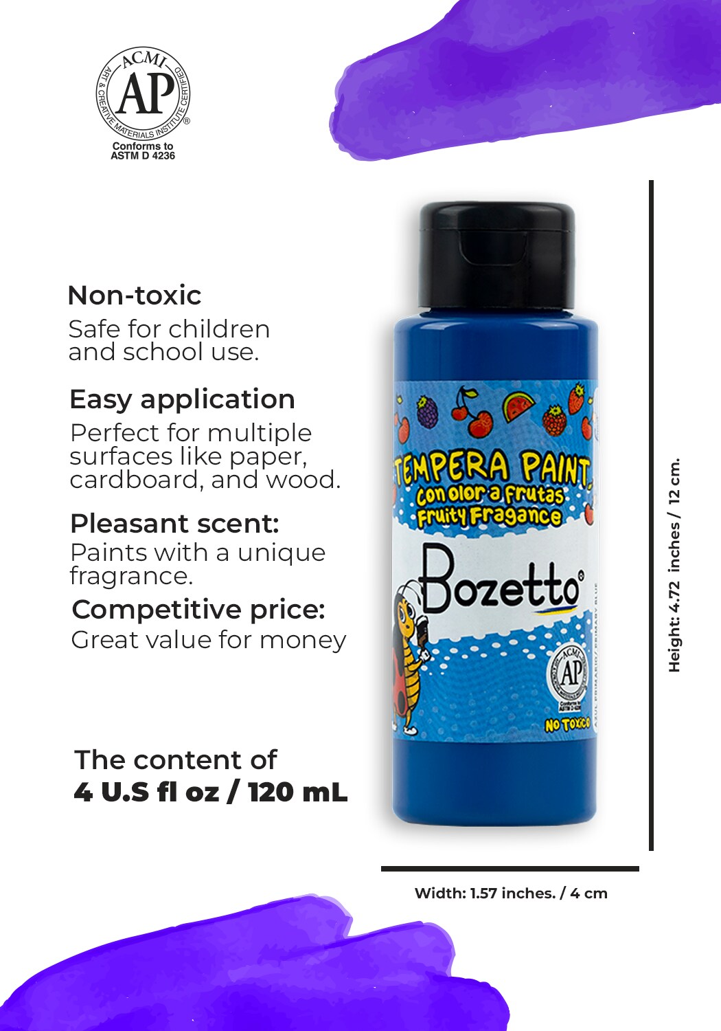 28020 Tempera Paint Fruity Fragrance 4 U.S fl oz / Primary Blue