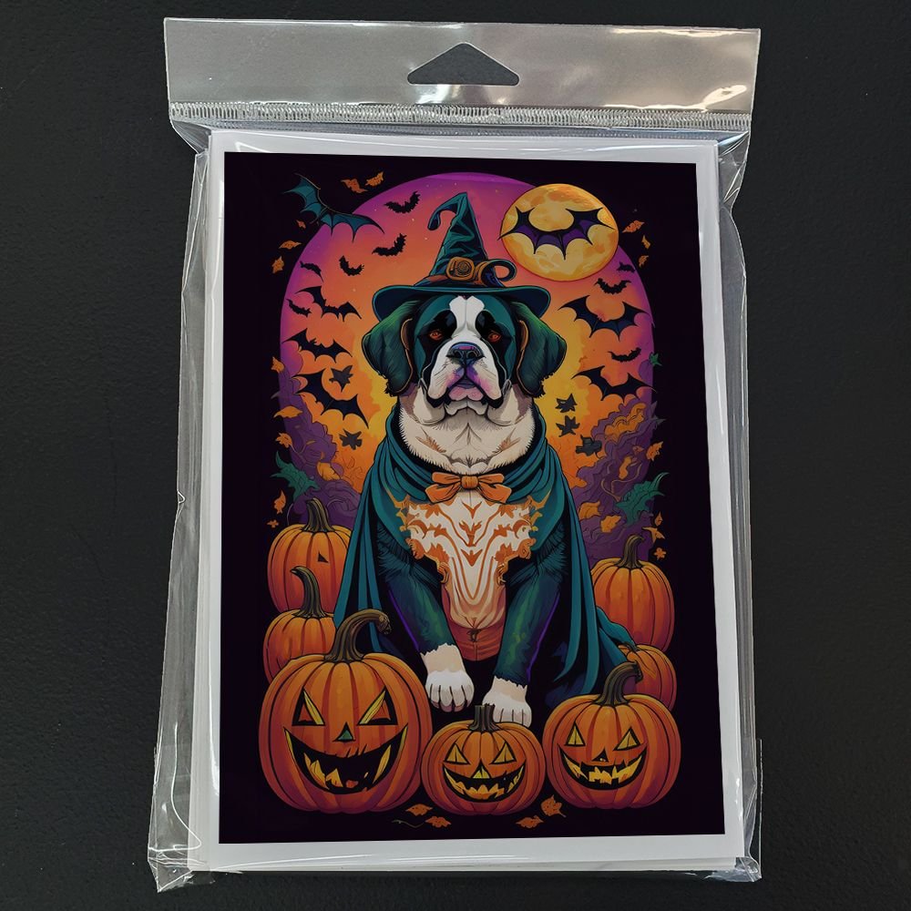 Edge Collections - 5" x 7" - Multicolor - Saint Bernard Witchy Halloween Greeting Cards - 8 Pieces