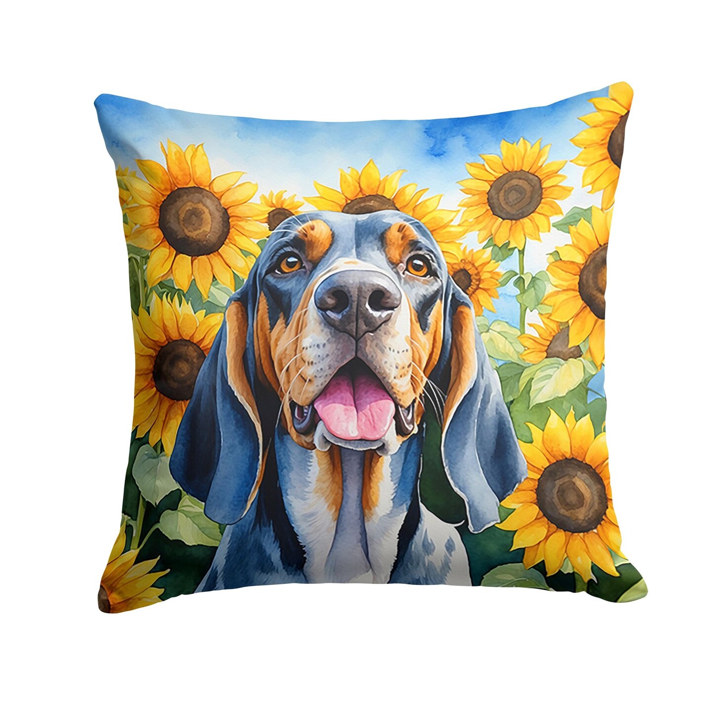 Edge Collections - 18" x 18" - Multicolor - American English Coonhound Throw Pillow , Machine Washable Indoor Outdoor Decorative Pillow - 1 Piece